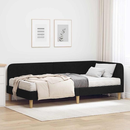 Hjørnesengramme Svart 100 x 200 cm stoff