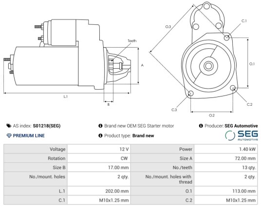 AS PL S01218SEG Starter