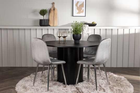 Venture Home Olivia Matgruppe 110 cm Rund med 4 Eva Stoler Sort