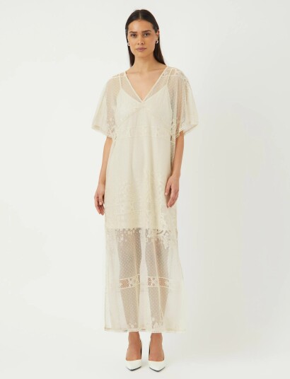 YAS Yasninda Ss Kaftan Dress Fest Cream 36 YAS Yasninda Ss Kaftan Dress Fest Cream 36