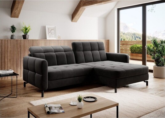 Seksjon Eltap Lorelle 225x160x105 cm   Kronos 07 Svart Høyre