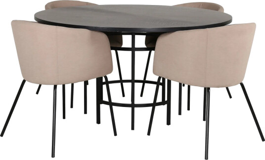 Copenhagen Matgruppe 140 cm Rund med 4 Berit stoler - Beige