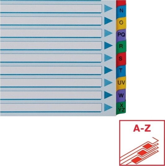 Esselte Inndeler 10 Deler Fortrykt: A Z For A4 210 X 297 Mm Med Fliker Multifarge Esselte Inndeler 10 Deler Fortrykt: A Z For A4 210 X 297 Mm Med Fliker Multifarge