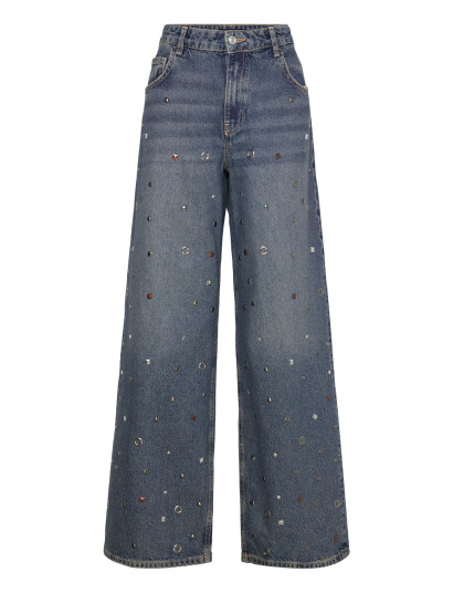 Mango Straight-Leg Jeans With Eyelets - Blue - 36