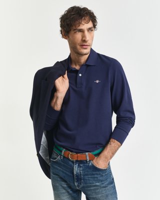 Gant Klassisk piquéskjorte med lange ermer i regular fit EVENING BLUE 4XL