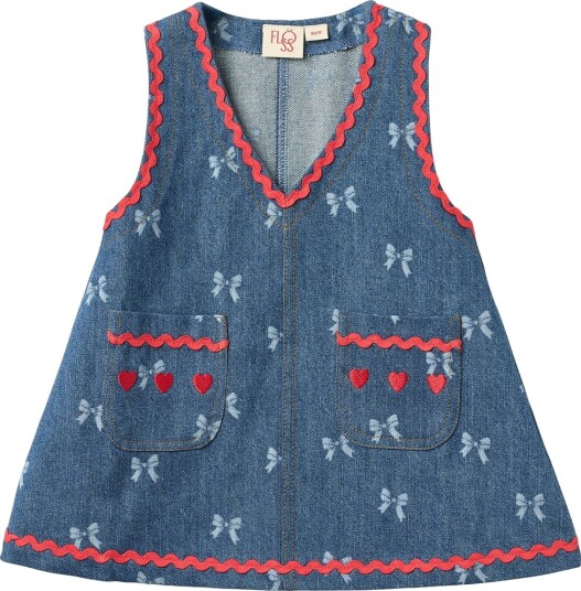 Flöss Spencer Eva Denim Blue Bow Flöss 8 år 128 Kjole Blå