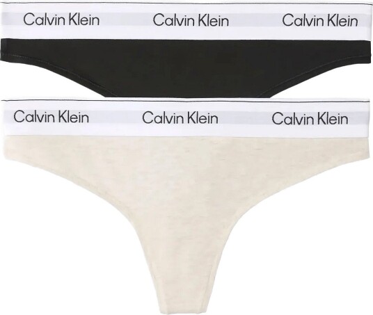 Calvin Klein Thong 2Pk BLACK OATMEAL HEATHER XL Calvin Klein Thong 2Pk BLACK OATMEAL HEATHER XL