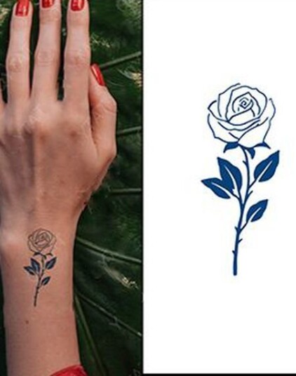 Liten Blå Rose Fake Tattoo