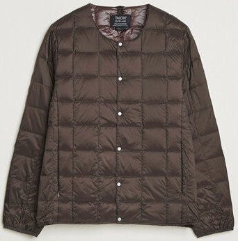 TAION Crew Neck Button Down Jacket Dark Choco TAION Crew Neck Button Down Jacket Dark Choco