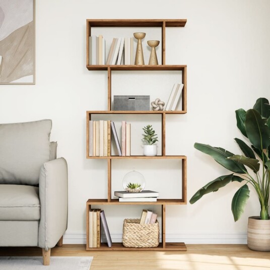 Romdeler bokhylle 5 lag artisan eik 70x24x161 cm konstruert tre