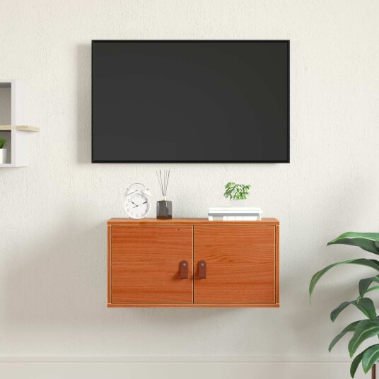 vidaXL Veggskap med hylle Vokset Brun 60 x 30 x 30 cm Massiv furu