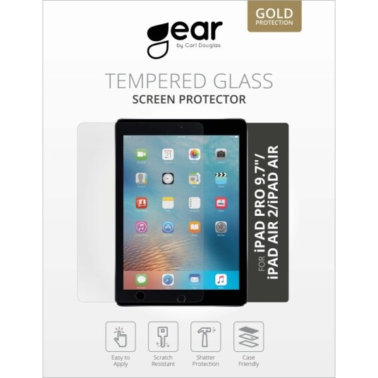 Gear Herdet Glass 2.5D Skjermbeskytter til iPad 9,7" med Case Friendly Design