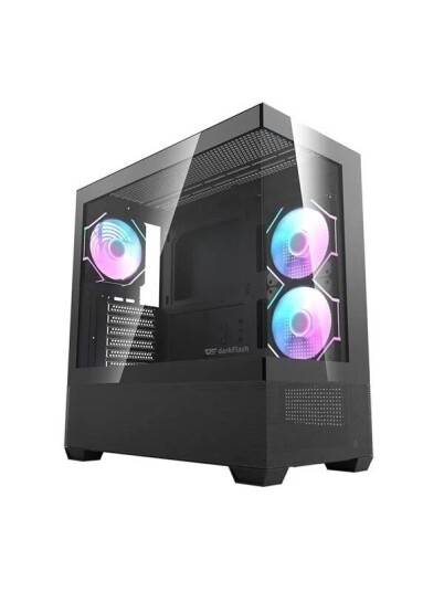 Darkflash DS900 AIR computer case black + 6 ARGB Kabinett Miditower Svart DS900 Air Black + fa
