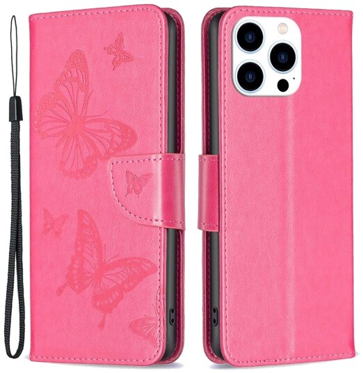Trolsk Lommebokdeksel Sommerfugler (iPhone 16 Pro) Rosa