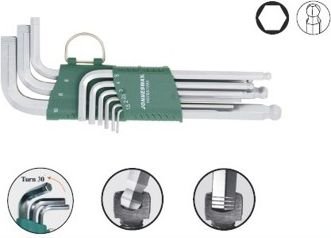 Jonnesway Imbuser 9 Stk. Lang Med Ball (1,5-10) Slife H05sa109s