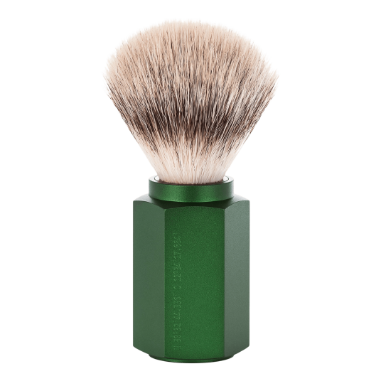 Mühle x Mark Braun Hexagon Silvertip Fiber® Barberkost, Aluminium Forest