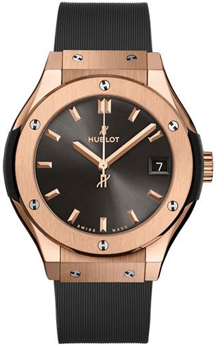 Hublot Dameklokke 581.OX.7081.RX Classic Fusion Grå/Gummi Ø33 mm Hublot Dameklokke 581.OX.7081.RX Classic Fusion Grå/Gummi Ø33 mm