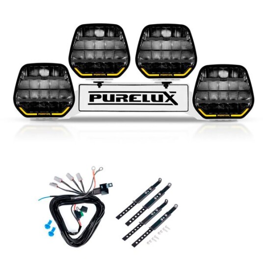 Ekstralys PURELUX Panther 9 White   Rund / 23 cm / 210W 4 stk   Komplett sett WRC