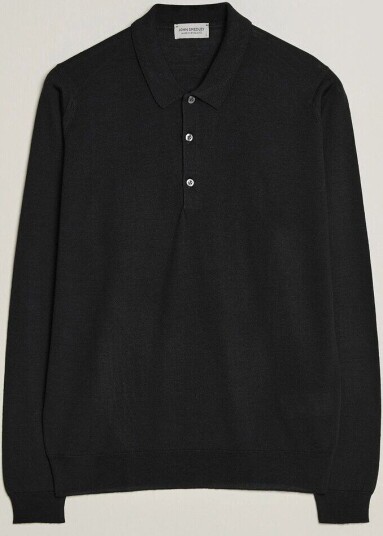 John Smedley Belper Extra Fine Merino Polo Pullover Black