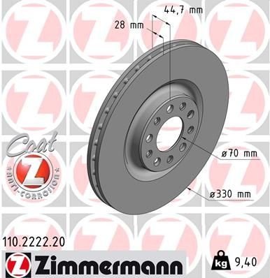 Bremseskive ZIMMERMANN 110.2222.20