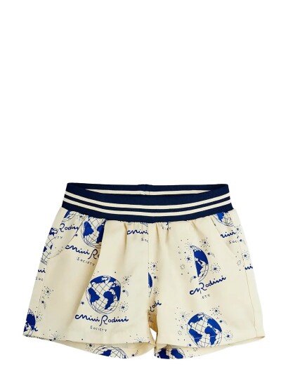 Mini Rodini Society Aop Woven Shorts Cream 92/98
