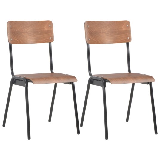 vidaXL Spisestoler 2 stk brun solid kryssfinér stål vidaXL Spisestoler 2 stk brun solid kryssfinér stål