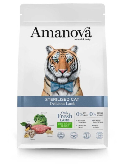 Amanova Adult Cat Sterilised Delicious Lamb - Tørfoder Til Kattekillinger - 1,5Kg