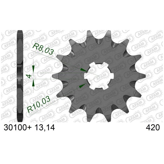 AFAM Framdrev #420 SC- Kawa/Suz/Yama,14T KX60/65/80/85/100,RM60/65/100,DT,LB,LC+