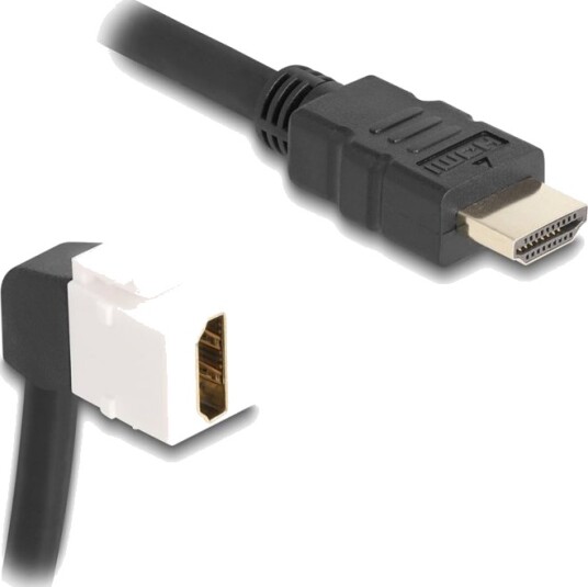 Delock Hdmi Kabel Hdmi Hann Til Hdmi Hunn Vinkel Keystone 20 Cm Svart/Hvit 8 K 60 Hz 7680 X 4320 Støtte