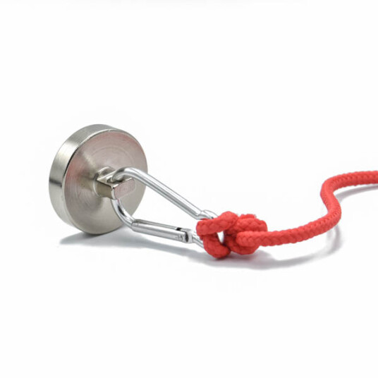 SuperMagneter Supermagnet Ø 36 Mm Med Karabiner   Løftekraft 48 Kg
