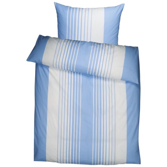 PULSIVA Sengesett Memphis Krepp; 135x200 cm (BxL), 80x80 cm (LxB); Blå/Hvit; 2 Sett / Forpakning