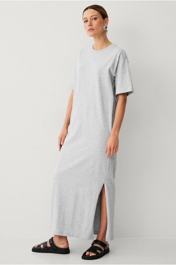 Selected Homme Maxikjole slfEssential SS Pocket Ankle Dress Grå