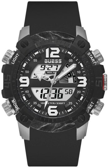 Guess Herreklokke GW0421G1 LCD/Gummi Ø45 mm