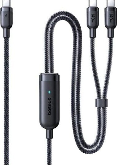 Baseus Flash 4 140W 2-in-1 USB-C to USB-C + USB-C Cable 1.5m Black E0426X00