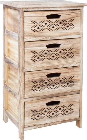 Kommode HOME4YOU Mihkli med 4 oppbevaringsenheter 40x29x73 cm Natur Natur