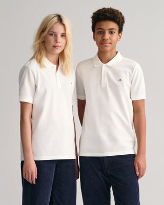 Teens piquéskjorte med logo WHITE 176 Teens piquéskjorte med logo WHITE 176