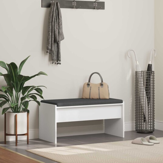 vidaXL Gangbenk med pute Hvit 80 x 38 x 46 cm vidaXL Gangbenk med pute Hvit 80 x 38 x 46 cm