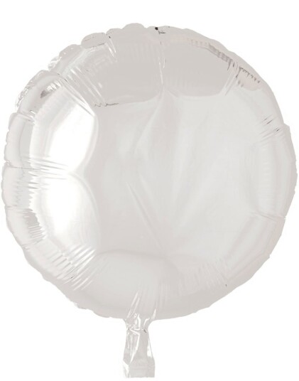 Rund Hvit Folieballong 46 cm