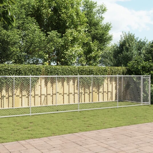 Vidaxl Hundebur Med Dør Grå 10X2X1.5 M Galvanisert Stål