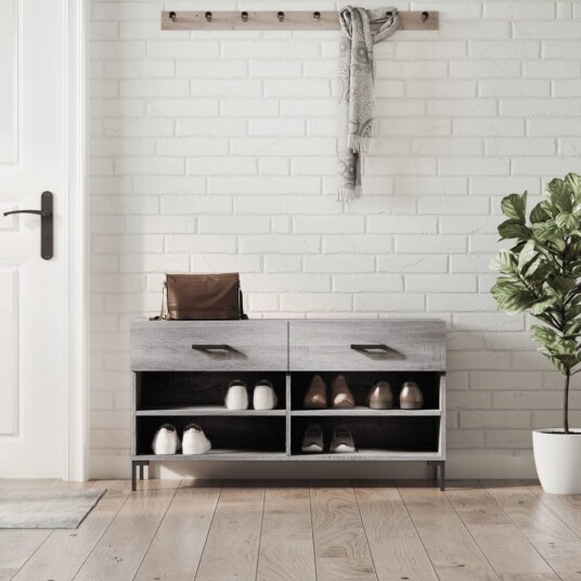 vidaXL Skoskap gr? sonoma 102x35x55 cm konstruert tre