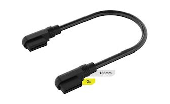 Corsair iCUE Link Vinklet Strøm/Data-kabel 2x 135mm Sort Corsair iCUE Link Vinklet Strøm/Data-kabel 2x 135mm Sort