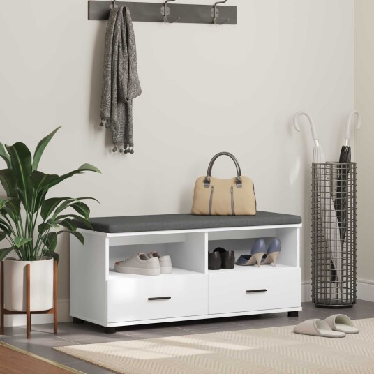 vidaXL Gangbenk Hvit 100 x 38 x 46 cm Konstruert treverk og stoff vidaXL Gangbenk Hvit 100 x 38 x 46 cm Konstruert treverk og stoff