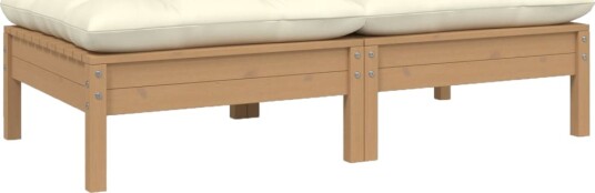 vidaXL Hagesofa 2-seters med kremhvite puter heltre furu vidaXL Hagesofa 2-seters med kremhvite puter heltre furu