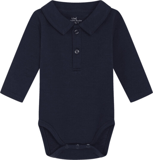 Hust & Claire Baldur ull/bambus body med krage   more navy (74)   74