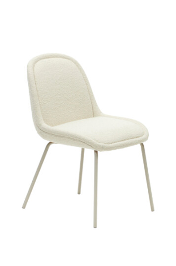 Kave Home Aimin-stol i sennepsfleece og stålben mattbeige lakkert finish 1863505-05-0