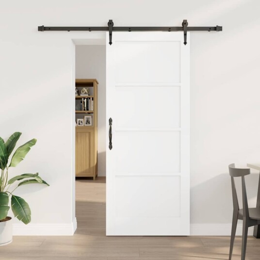 vidaXL Skyvedør med Utstyrsett Hvit 83x202 cm Solid Tre Furu