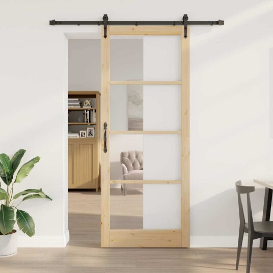 vidaXL Skyvedør med tilbehørssett 93x232 cm Massiv tre furu