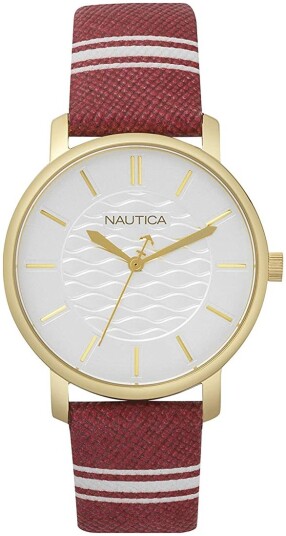 Nautica Dameklokke NAPCGS003 Sølvfarget/Lær Ø36 mm