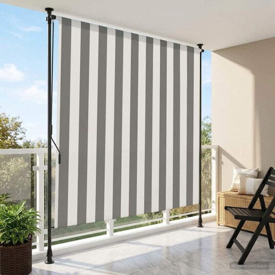 Utendørs Rullegardin Antrasitt og Hvit 100 x 270 cm