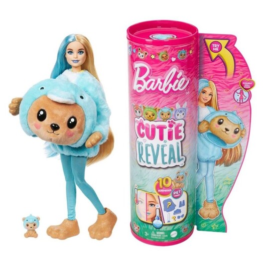 Barbie Cutie Reveal Dyrekostyme Dukke Bamse / Delfin Barbie Cutie Reveal Dyrekostyme Dukke Bamse / Delfin